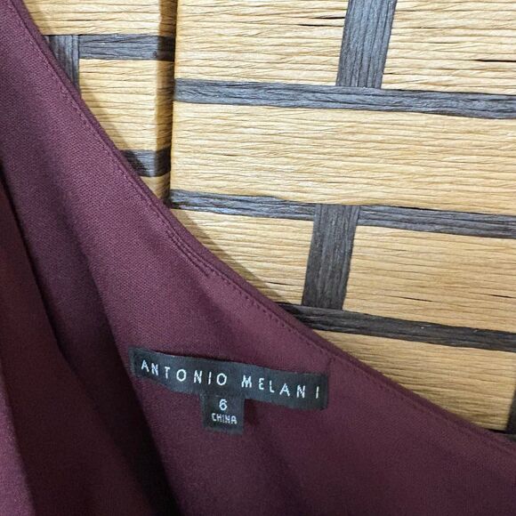 Antonio Melani Burgundy One Shoulder Jumpsuit Size 6 - Picture 9 of 10